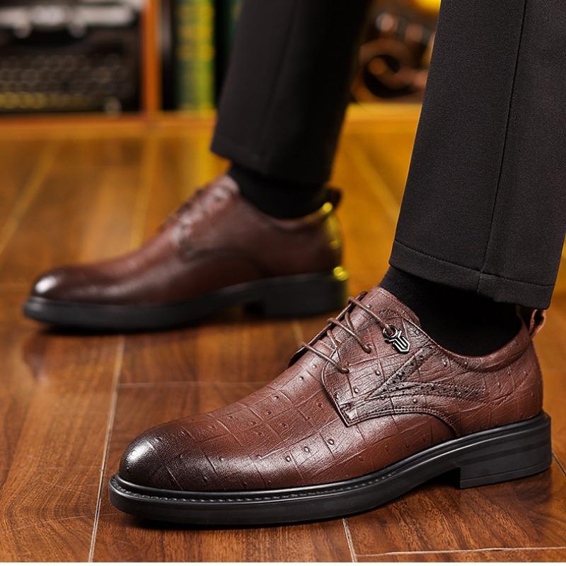 Fashion British Platform Leather Business Men's Dress Shoes Designer Soft-soled Derby Shoes Men Fashion Spring Autumn Male Wedding Shoes