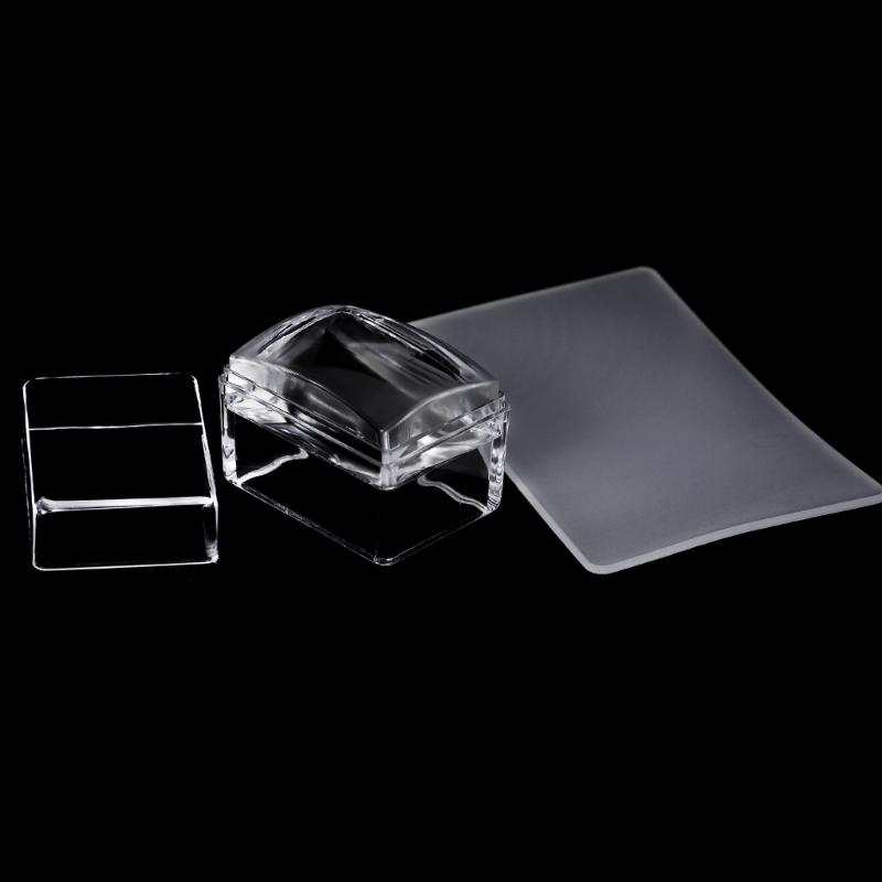 Nail Art Stamper Kit Clear Silicone Nail Stamping Kit Jelly Stamper with Scrapers for French Manicure DIY Nail Designs
