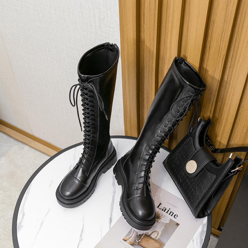 

Рыцарские сапоги Осенние сапоги Сапоги на толстой подошве Сапоги для верховой езды Высокие сапоги Женские кожаные сапоги до колена Мягкая кожа 37