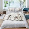 3D Dog King Quen Ful Twin Soft Duvet Cover Funy Pupy Beding Set Tens Adult People Kawai Pet Animal White 2/3pcs Comfortable Quilt Cover