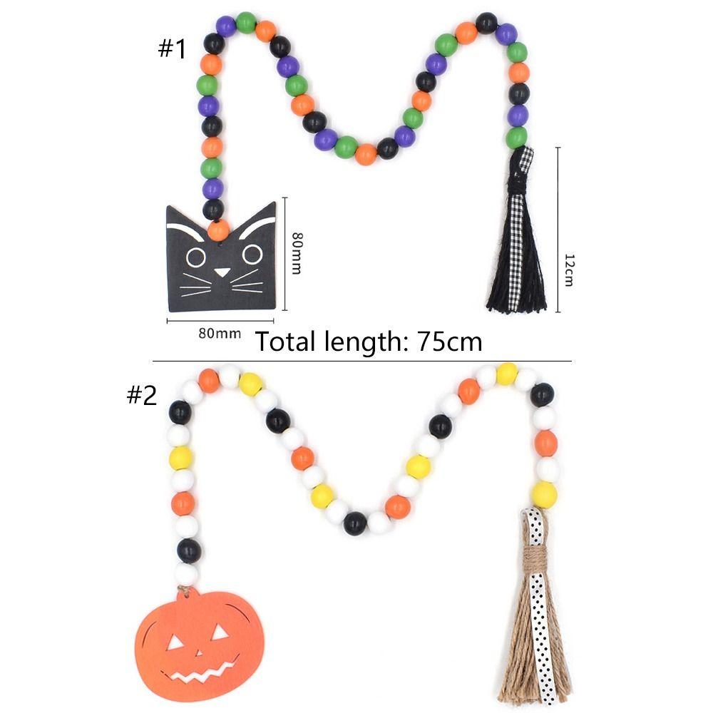 Pumpkin Black Cat Halloween Wooden Bead Garland Halloween Bead String  Bracelet Making Accessory