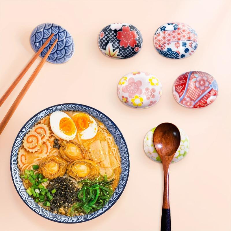 6PCS Floral Ceramic Chopstick Holder Suitable for Tableware and Decoration with Bright Floral Patternsperfect for Kitchen or Dining Table Accessories