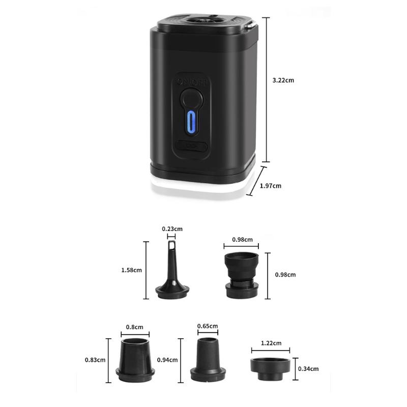 Compact USB Powered Air Pumps With 5 Nozzles Builtin LED Light Suitable For Inflatable Bed Pool Toy Airbeds Camping Gear