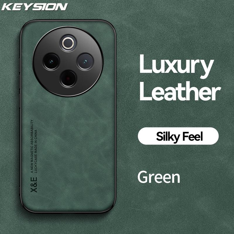 KEYSION Luxury Retro PU Leather Case for IQOO Z10 5G Soft Silicone+PC Shockproof Phone Back Cover for VIVO IQOO Z10