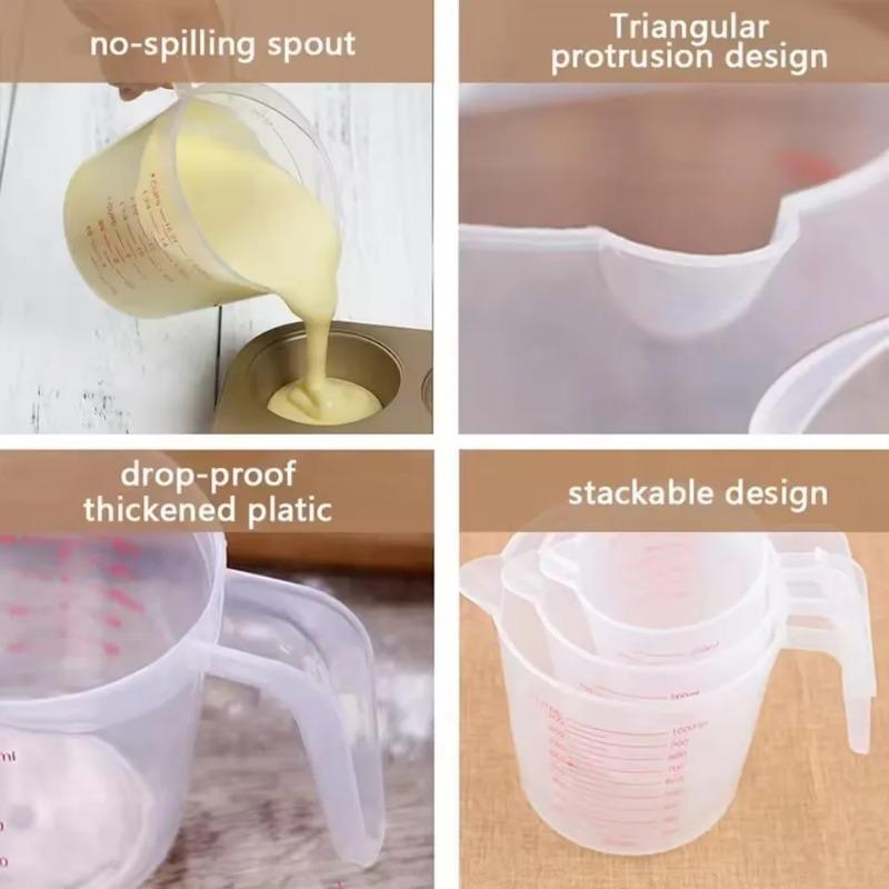 250/500/1000ml Baking Liquid Measuring Cups PVC Scale Cup Plastic Measuring Volume Beaker Kitchen Laboratory Jugs Tool