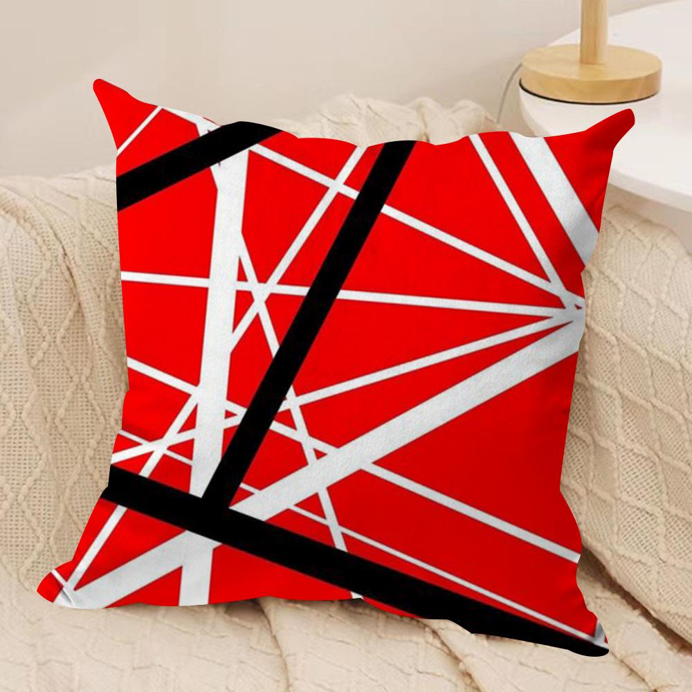 Van H-Halen Cushion Cover Silky Short Plush Double-Sided Printed Pillow Case for Sofa All Seasons Home Decor Gift