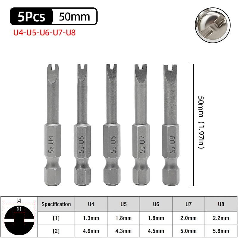 

Магнитный набор U-образных бит для отвертки 1/4 шестигранник S2 сталь 50 мм U4 U5 U6 U7 U8 U-тип бита для отвертки трещотка гаечный ключ ручные инструменты