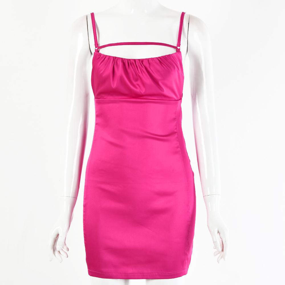Europäischer und amerikanischer Stil Hosenträgerkleid Damenbekleidung Neckholder Schnürung Nachtclub-Stil Hüftbetontes kurzes Kleid Europäische und amerikanische Beliebtheit