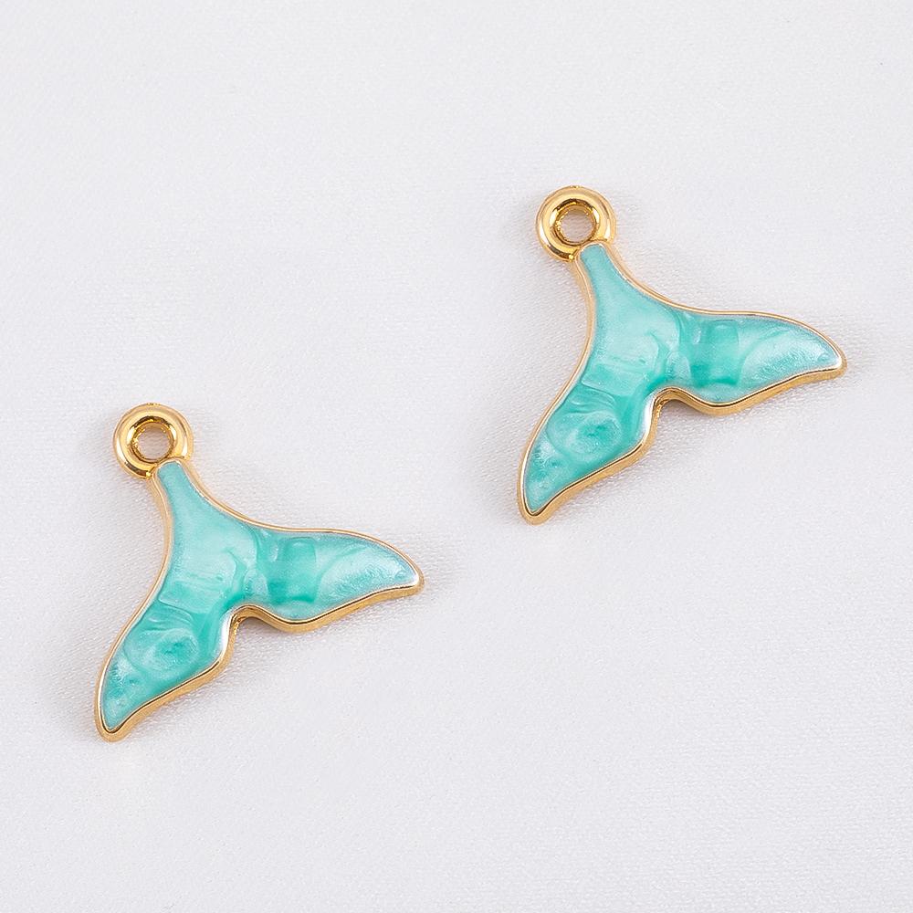 10pcs Cute Green Purple Pink Enamel Ocean Crab Conch Fishtail Heart Charms Alloy Pendants DIY Necklace Bracelet Jewelry Findings