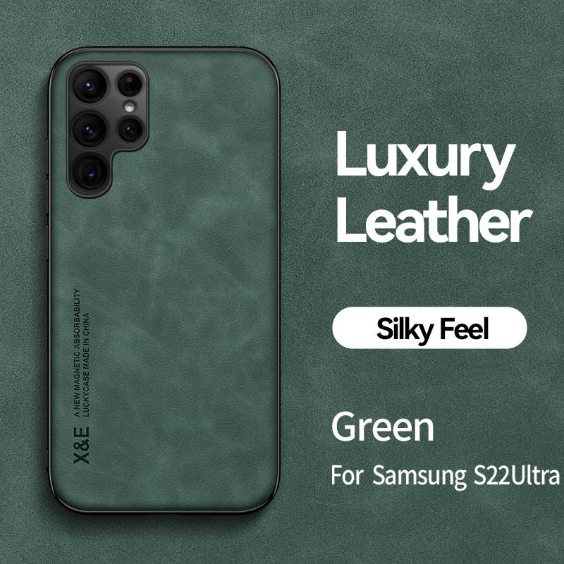 

Шкіряний чохол для Samsung Galaxy S24 Ultra S22 Plus S21 S23 FE A55 A52S A53 A35 A15 A54 5G Magnetic Sheepkin Phone Cover For Samsung S23 зелений