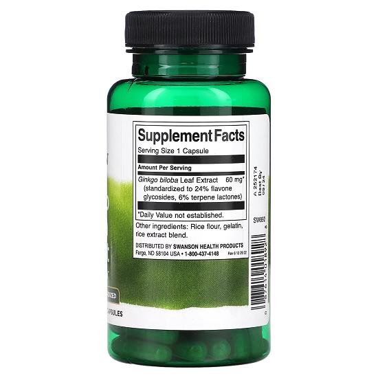 Ginkgo Biloba Extract, 60 Mg, 120 Capsules