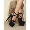 2025 Spring New  Fashion 17CM High-heeled Sandals One-word Buckle Nightclub Stiletto Women's Shoes LFD-181-Q35