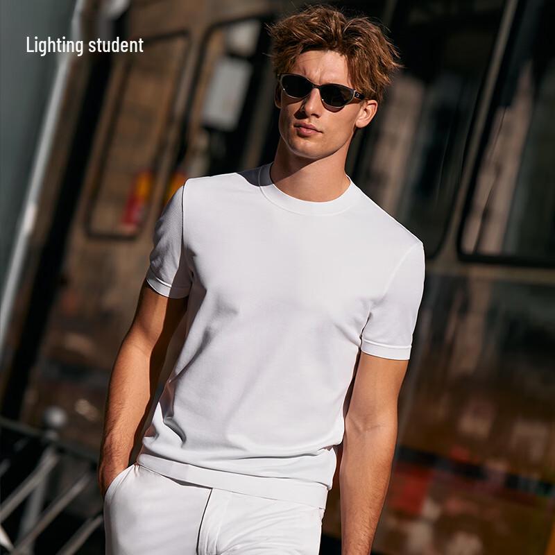 Men s Solid Knit Short Sleeve Round Neck T-shirt L
