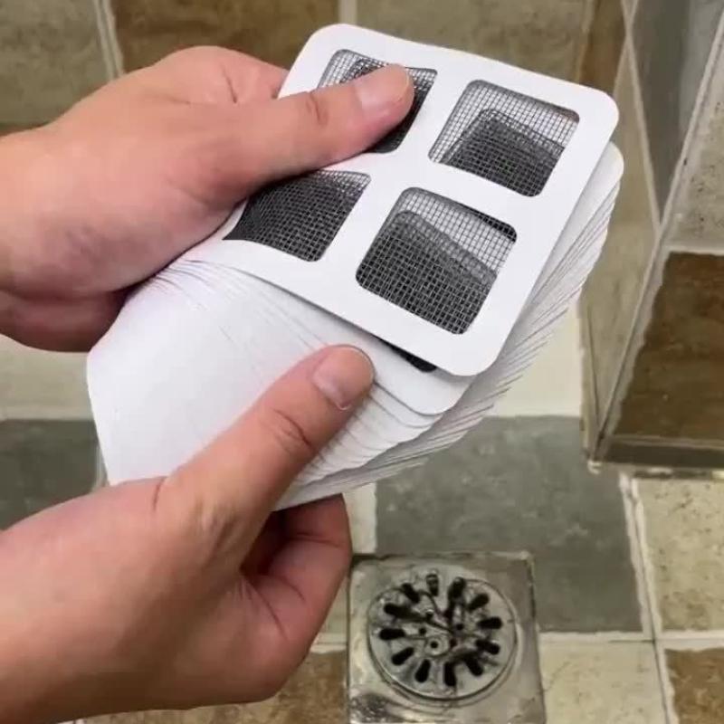 1/5/10/20PCS Disposable Shower Drain Hair Catchers - Adhesive Microfiber Mesh Drain Protectors with Grid Design, Clog-Preventing Sink & Bathtub