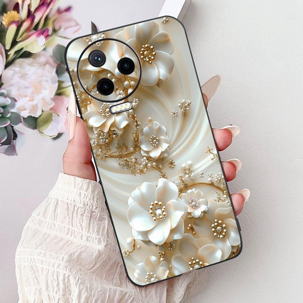 For Infinix Note 12 Pro 4G Case X676B Silicone Cute Cat Fashion Flowers Painted Cover For Inifnix Note 12 Pro Phone Case Bumper