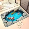 3D Flat Bathroom Carpet Water-absorbing Bedroom Door Rug Optical Illusion Doormat  Home Decor