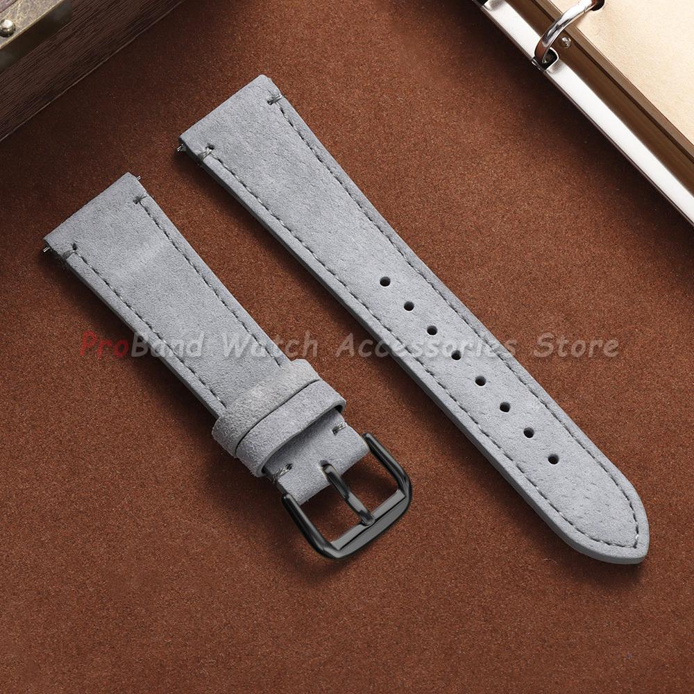 Vintage Wildleder Lederarmband 20mm 22mm Schnellverschluss Uhrenarmband für Omega für Seiko für Cartier für Tissot Goldene Schnalle Armband