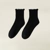 10 Pairs of Female Autumn Solid Color Wooden Ear Edge In The Tube Pile Socks