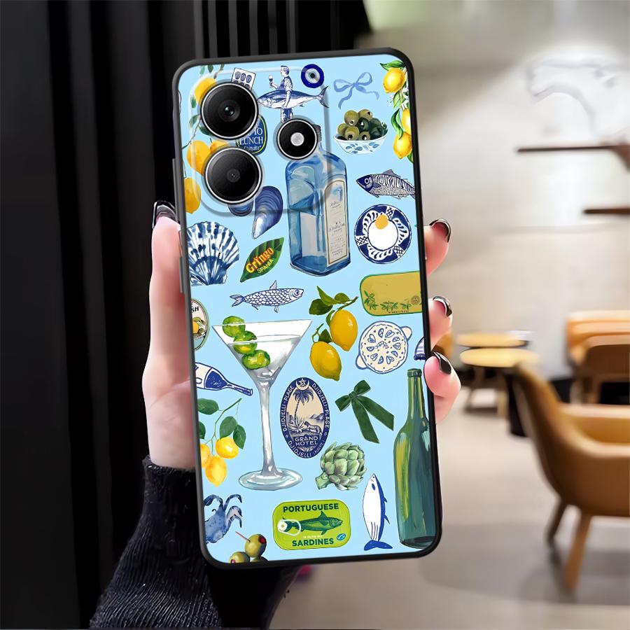 

Роскошный Чехол для Телефона с Морским Пейзажем, Лимоном и Вином для Xiaomi Redmi Note 14 12C 13C 12 11 14C 9 8 7 13 Pro Plus A4 A5 10 K80 A3 Redmi Note 12 Pro+