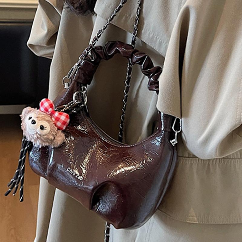 Folded Handbag Women's 2025 Summer New High-value Dumpling Bag Fashionable Foreign Style Chain Commuter Messenger Bag