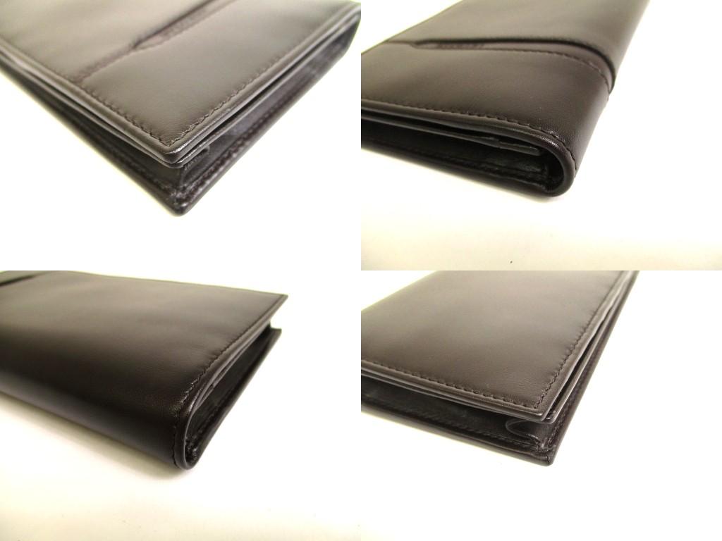 Authentisches BVLGARI Octo Dunkelbraunes Leder Klappe Lange Geldbörse #b021 Geöffnete Schachtel