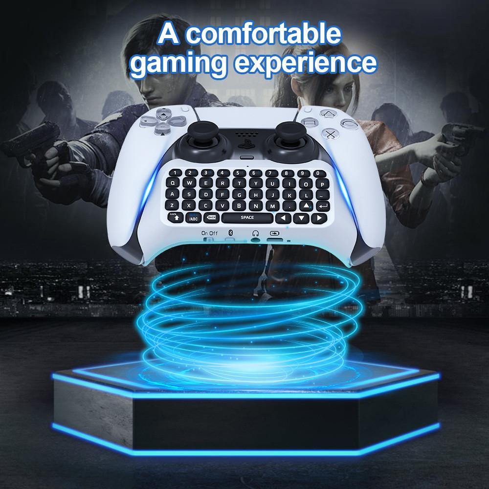 Wireless Controller Keyboard for PS5  Bluetooth 3.0 Mini Portable Gamepad Chatpad with Built in Speaker   3.5MM Audio Jack for Playstation 5 Voice