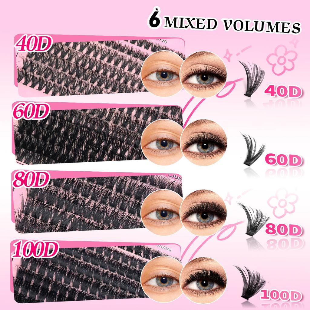 JOMAY Custom Logo Cluster Lashes Private Label DIY Eyelash Extensions Cluster Lash Kit