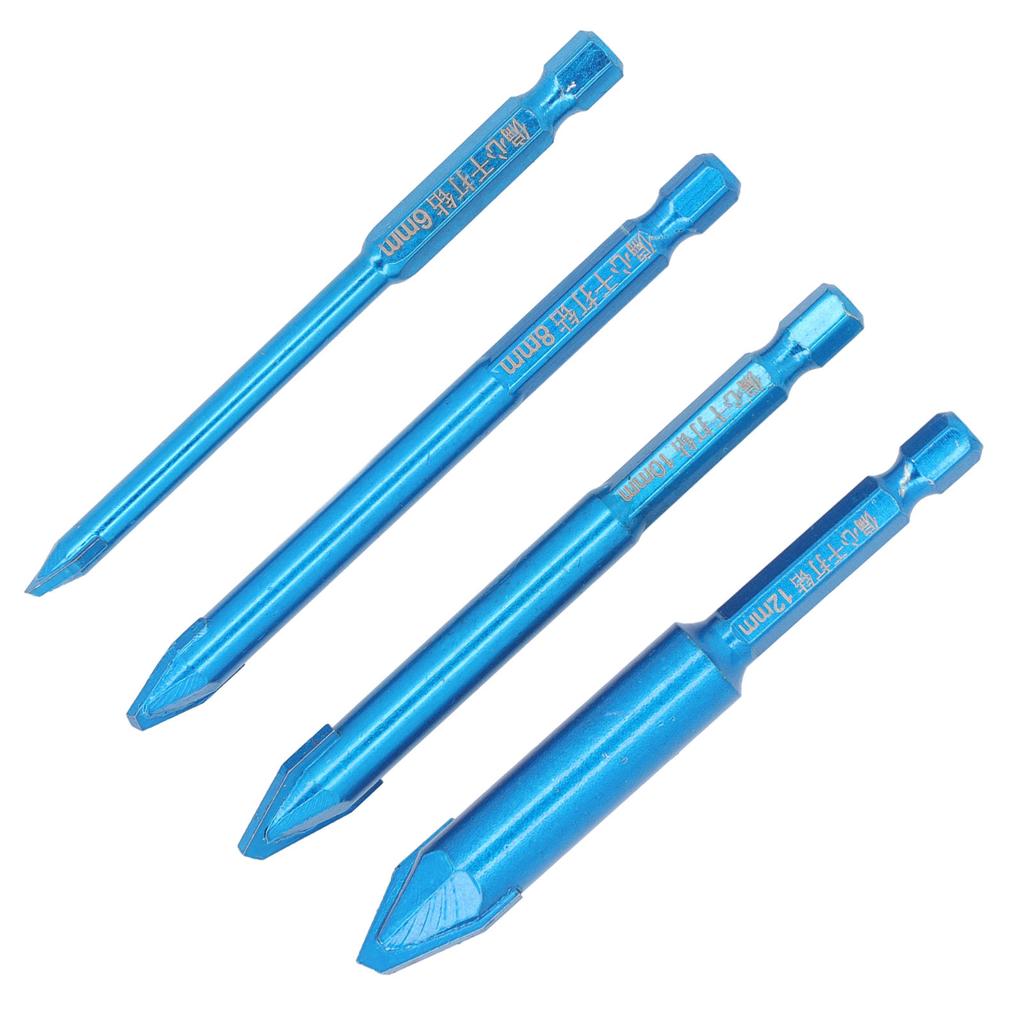 4-teiliges Set Mauerbohrer Multifunktional Blaue Farbe Glasbohrer für Beton Glas Marmor