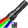 Lanternă Reîncărcabilă Roșie 4-în-1 cu LED Multicolor(Alb/Roșu/Albastru/Verde) Lanternă cu 4 Moduri, Lanternă Puternică cu Zoom pentru Camping, Observații