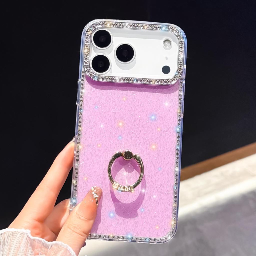 Transparente Anti-Drop Handyhülle mit Ringhalter in Sternen-Diamant-Optik für iPhone 17/16