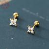 Delicate 925 Silver Plant Flower Stud Earrings Full Crystal Earrings Ball Ear Back Fine Jewelry For Women Wedding Gift