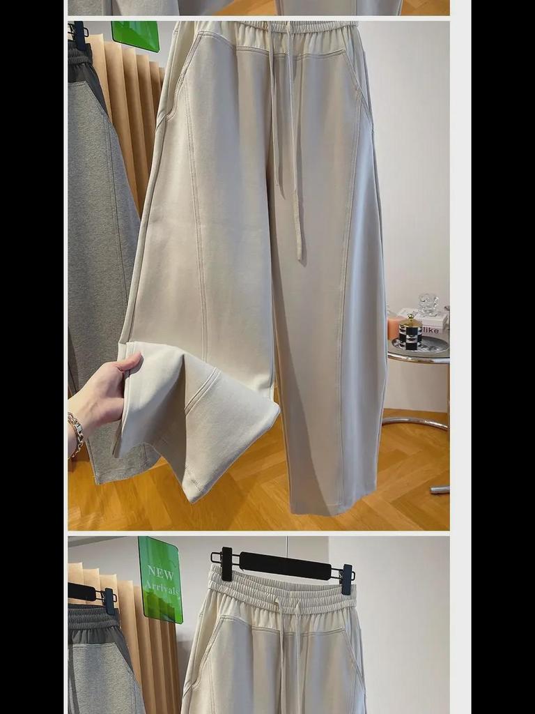 2024 Spring Women's High-Waisted Wide-Leg Color-Contrast Splicing Banana Pants