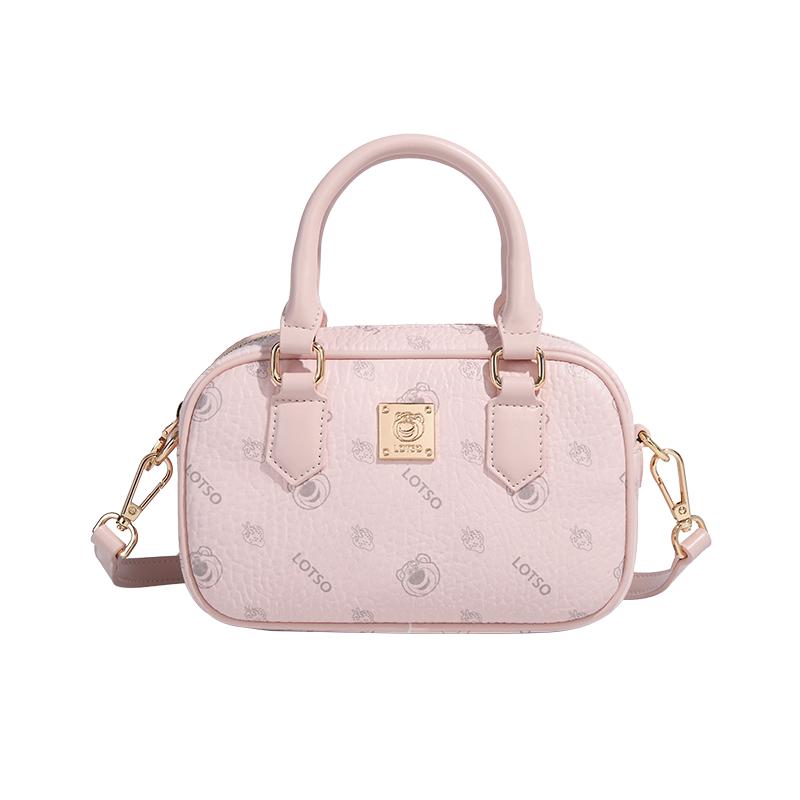New Disney Strawberry Bear Series PVC One Shoulder Handbag Women's White/Pink BMK-72600