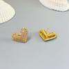 Sweet Temperament Dongdaemun Three-Dimensional Full Diamond Love Stud Earrings Light Luxury Women'S Earrings