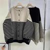 Spring New Loose Casual Basic Knitted Cardigan Women's Simple Versatile Striped Sweater Jacket