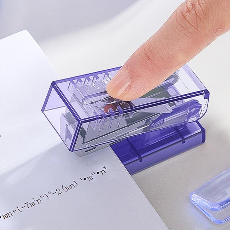 Transparenter Mini-Hefter mit 1000 Stück Heftklammern 10 Blatt Kapazität Ergonomischer Griff Kleine tragbare Heftmaschine für Studenten