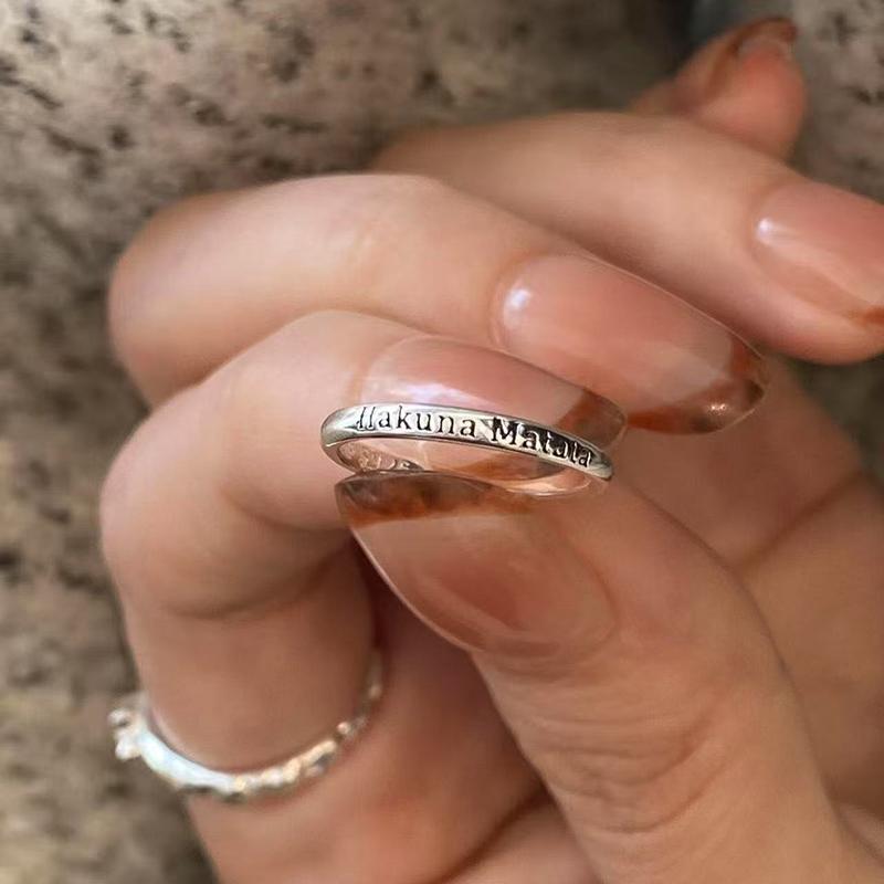 1/2Pcs Geometric Positive Phrases Opening Pinky Ring Light Luxury Adjustable Rings For Women Fashion Jewelry Gift Accessories