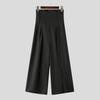 INCERUN Men High Slim Waist Zipper Casual Long Splits Wide Legs Pants Trousers