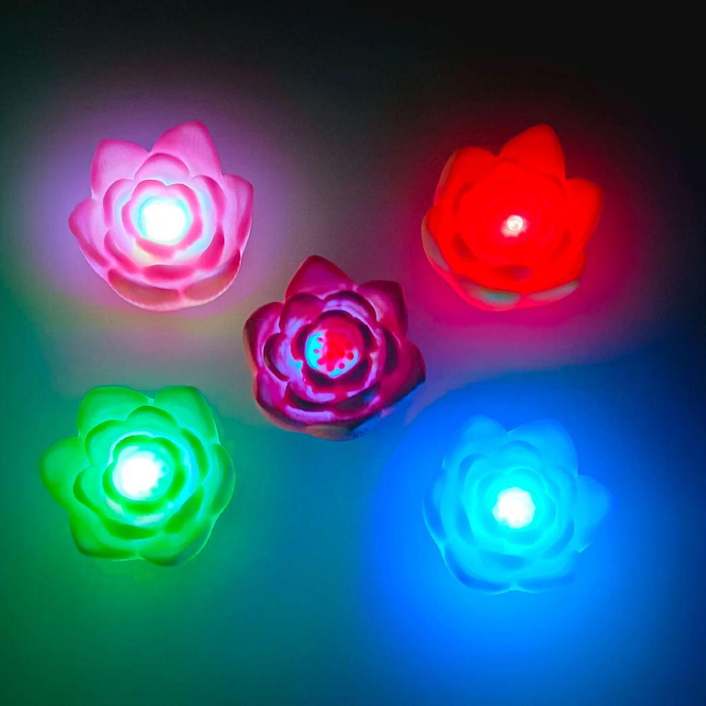 Seven-Color Lotus Lamp: Night Light for Prayer, Blessing, and Dharma with Guanyin and Buddha Offerings, Featuring Electronic Candle.