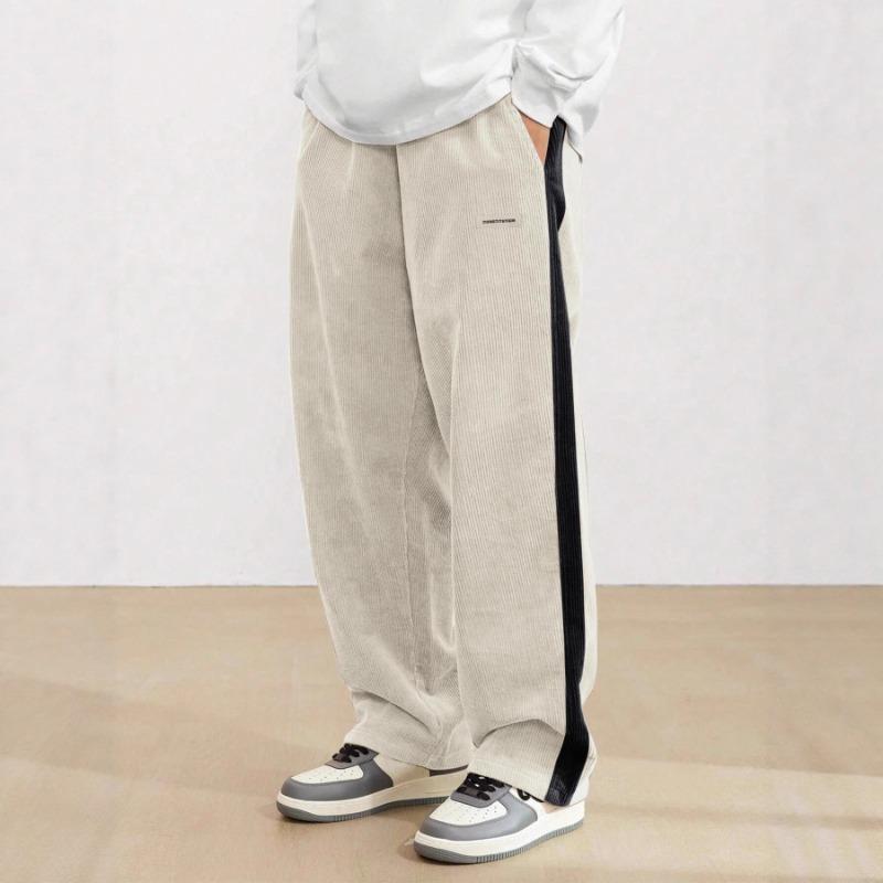 Corduroy Striped High Street Pants Men's Trend Sweatpants Loose Straight Casual Pants