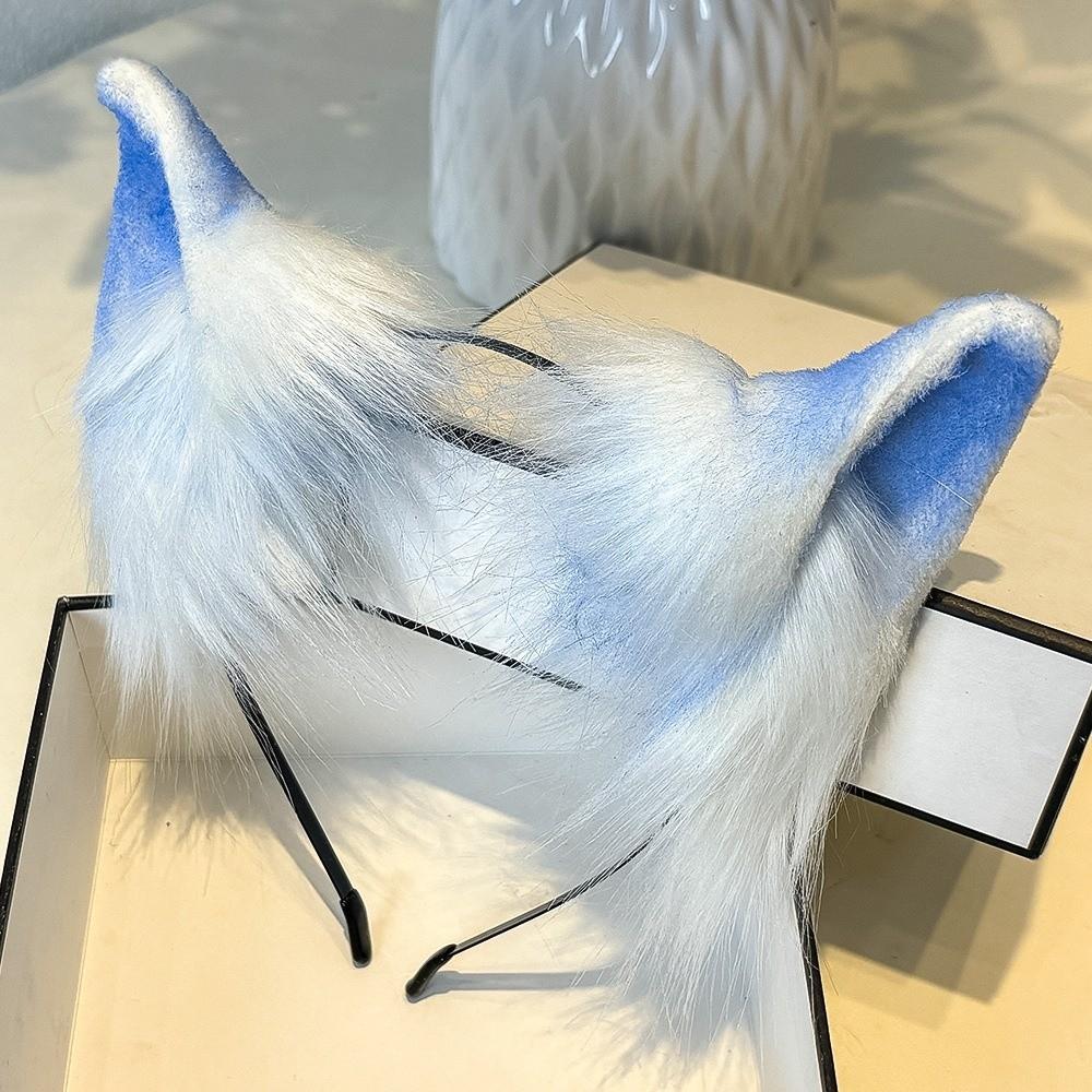 Flexible Cosplay Ears Hair Hoop Gradient Color Handmade Animal Headband Festival Gifting