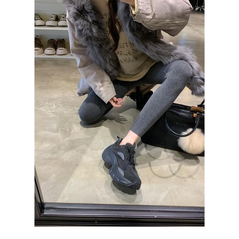 ~ New Sports Style Color Matching Lace-up Heightened Thick-soled Suede Dad Shoes for Women's Autumn and Winter