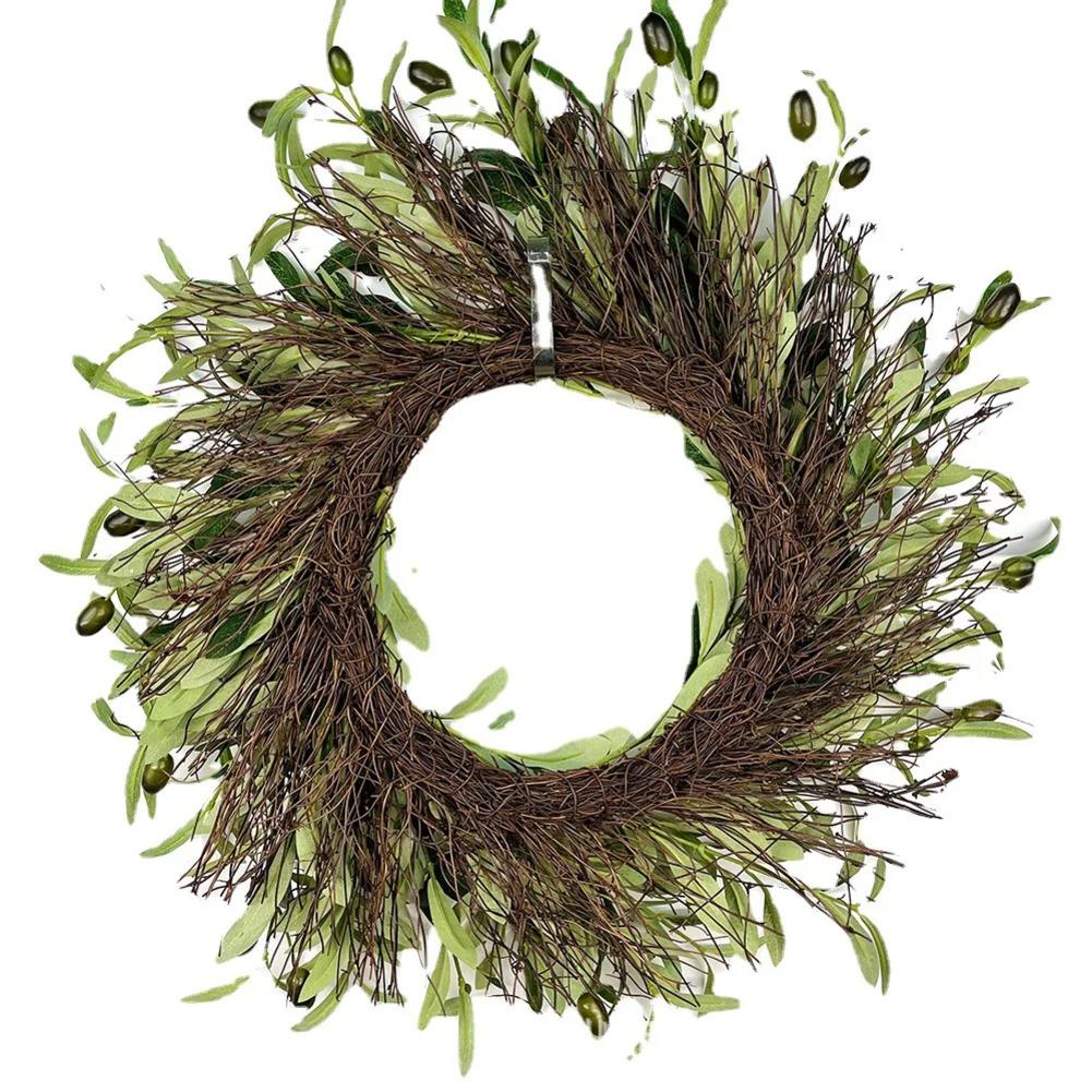 Front Door Wreath Seasonal Decor Spring Decor 40cm Beautiful Olive Leaves Wall Hanging Garland Indoor Wall Decor