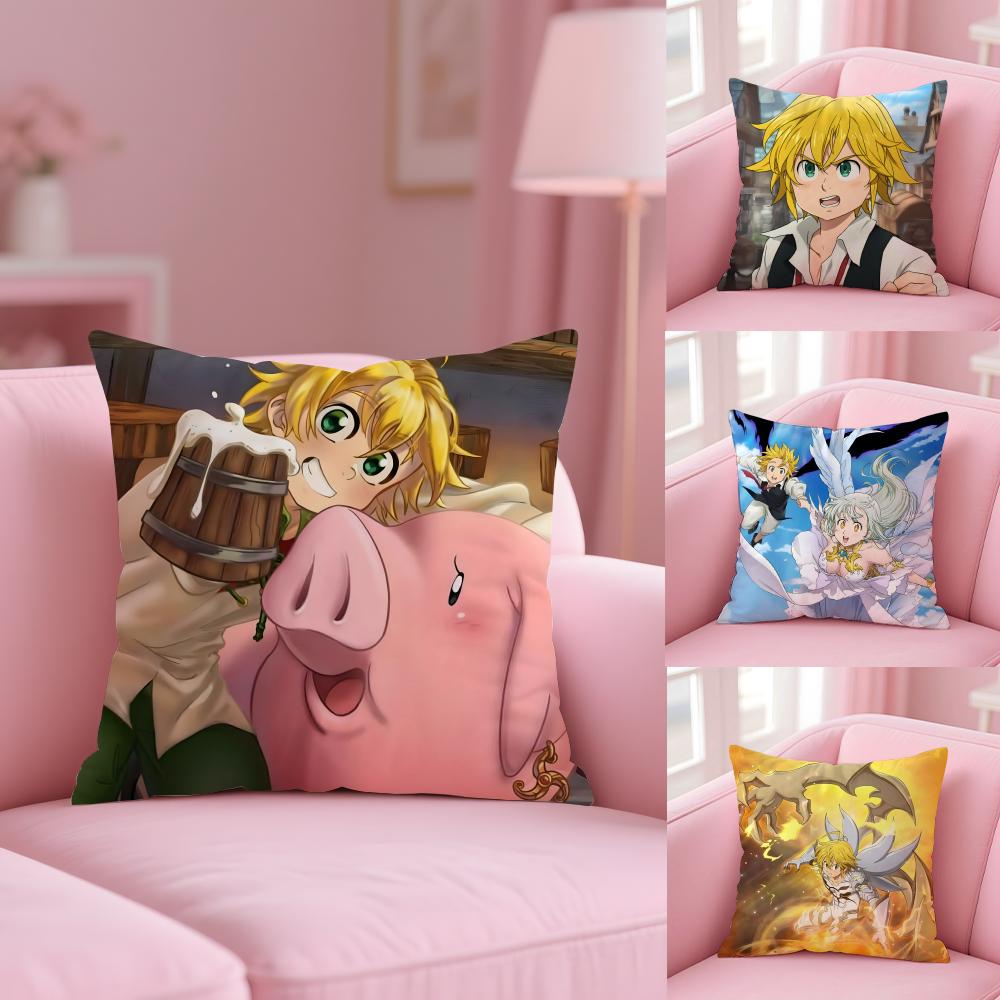 Anime 7 D-Deadly S-Sins Cushion Cover Plush Fabric Soft Double-Sided Printed Sofa Warm Winter Home Gift Pillow Cover