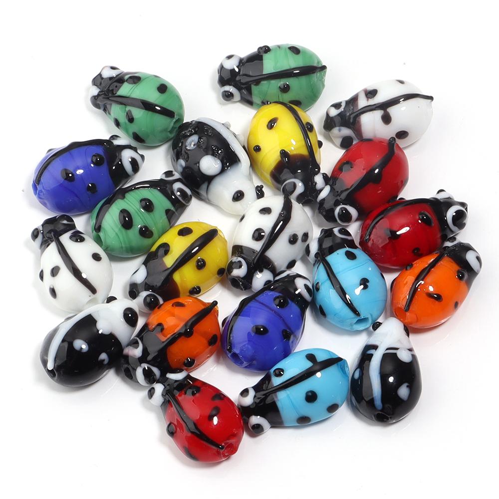 2-10pcs Colored Lampwork Beads Cartoon Crabs Shrimp Fish Animal Shapes Loose Beads For DIY Craft Jewelry Necklace Accessories