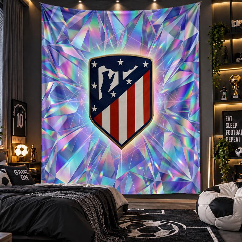 Arazzo da Appendere a Parete Stampa Atletico Madrid Tessuto per Soggiorno Camera da Letto Decorazione Casa