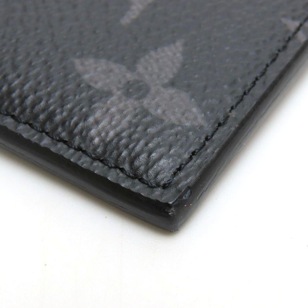 Used LOUIS VUITTON Coin Case Coin Card Holder M30271 Monogram Eclipse/Taiga Noir Black Accessory