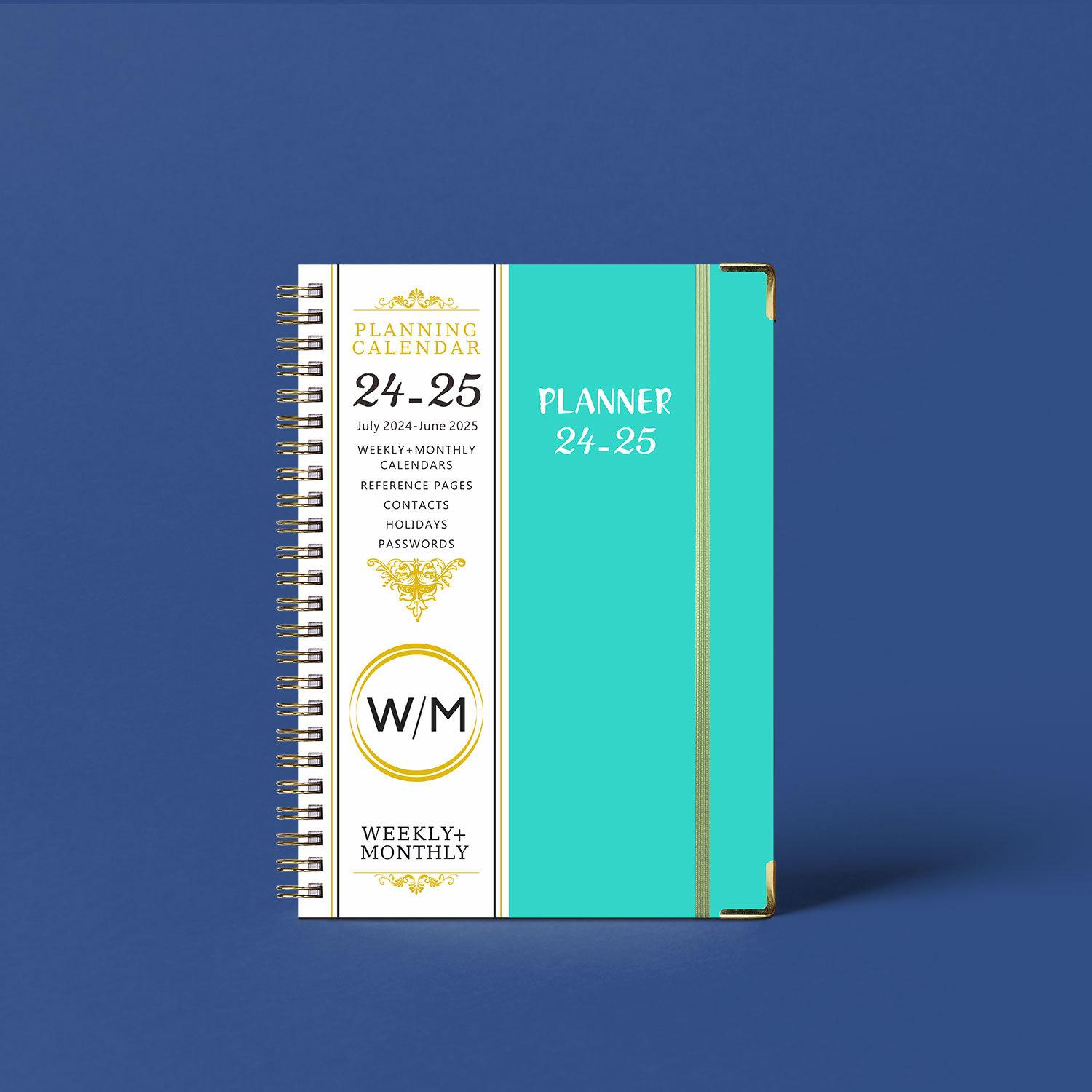 2024-2025 Custom Logo A5 Weekly Monthly Daily Planner Agenda Notebook Leather Cover Manifestation Goal Journal Spiral Bound A5&A5