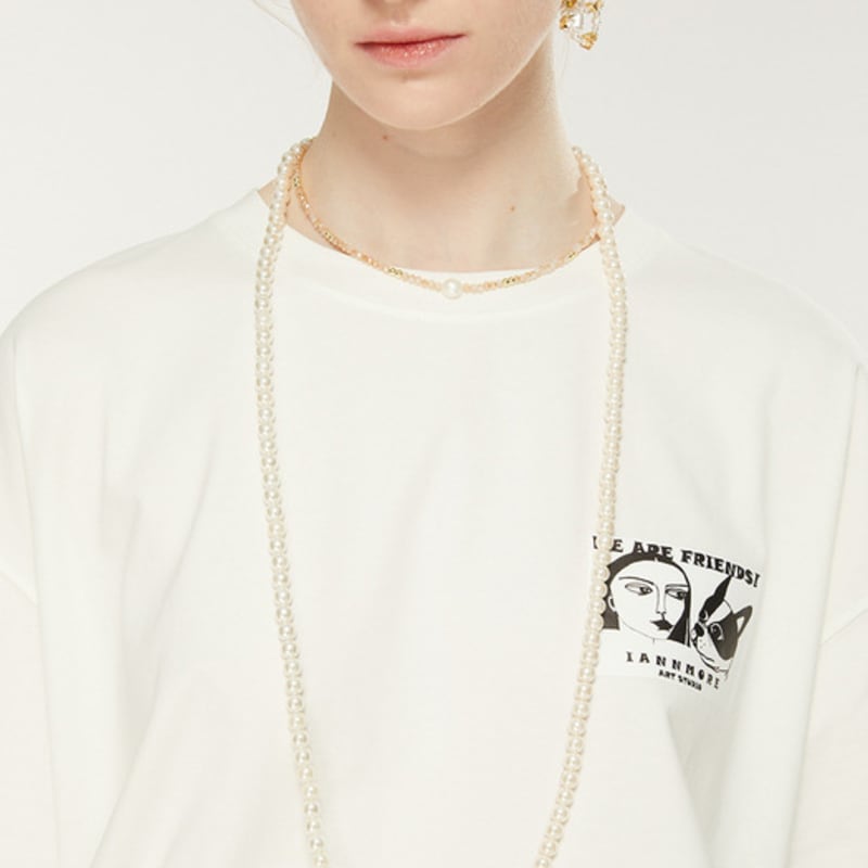 Iannmore Crystal Beige Bead Necklace