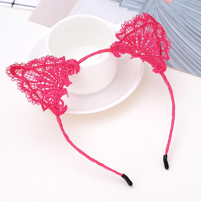 

Мереживні котячі вушка та кролячі вушка Жіночий обруч - Милий аксесуар для миття обличчя та волосся
